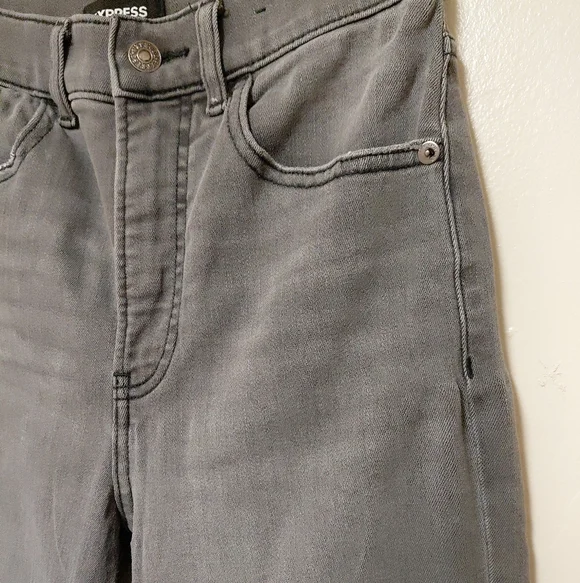 Express Super Highrise Grey Mom Jeans Size 0 Regular - Picture 6 of 12